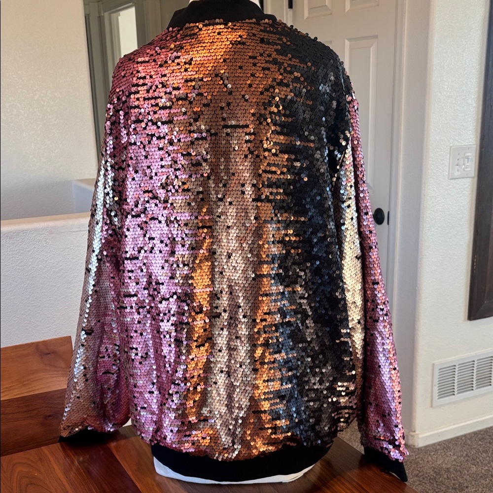 Multicolor Sequin Bomber Jacket NWT - image 3
